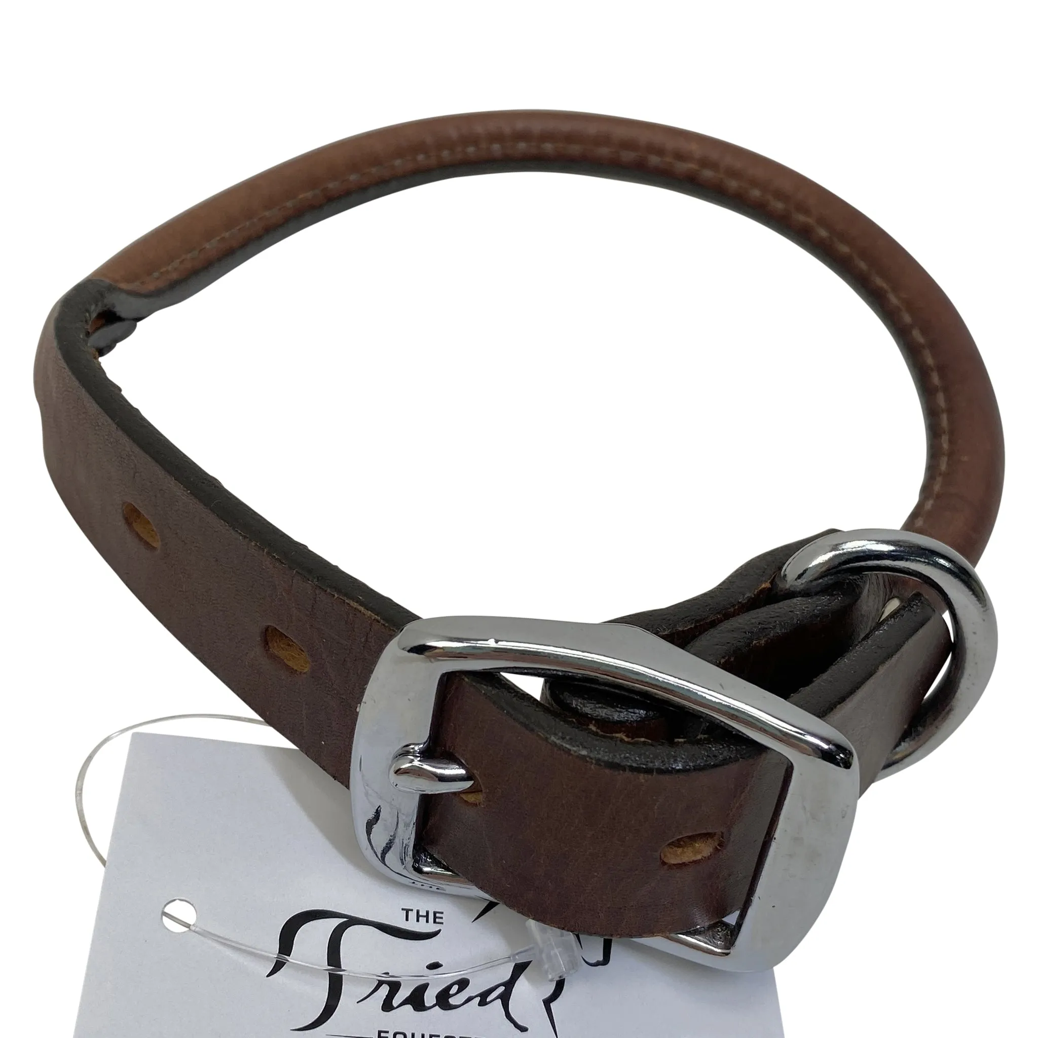 Weaver Rolled Leather Dog Collar in Brown - 17