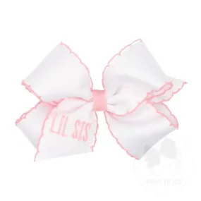 Wee Ones Bows - Medium - Pink Embroidered Lil Sis