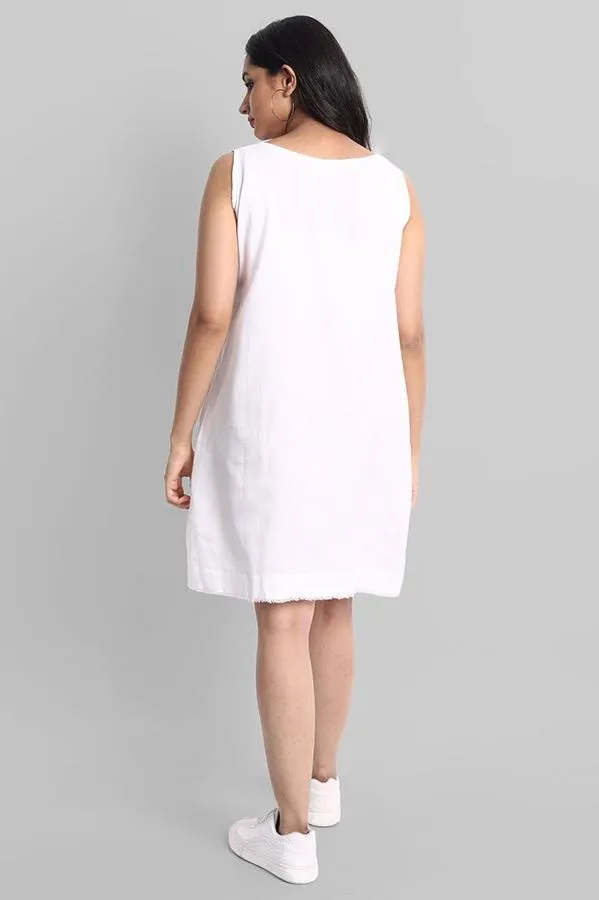 White Mul Cotton Short Dress