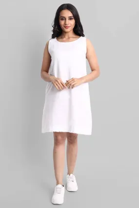 White Mul Cotton Short Dress